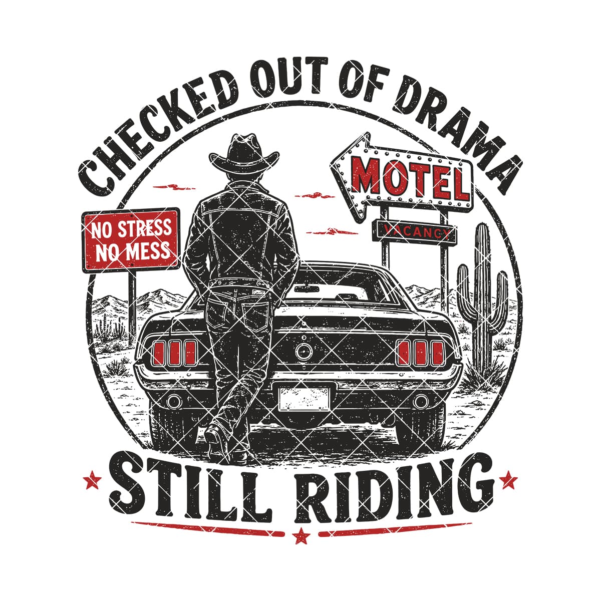 Western Sublimation Design Cowboy Retro Motel Png 1314