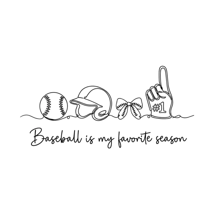 Baseball Svg Minimal Line Art Sublimation Design 1605